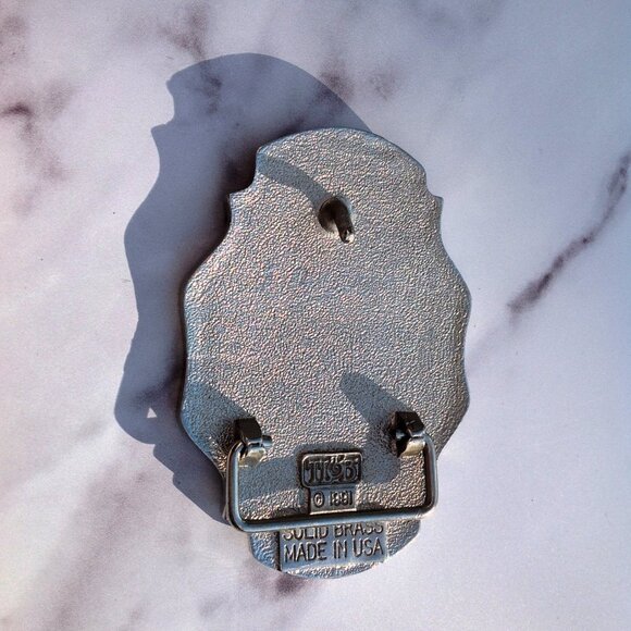 Lone Star State Texas TT&B Solid Brass Bold Silver Cowboy Belt Buckle 1991 - Picture 6 of 14